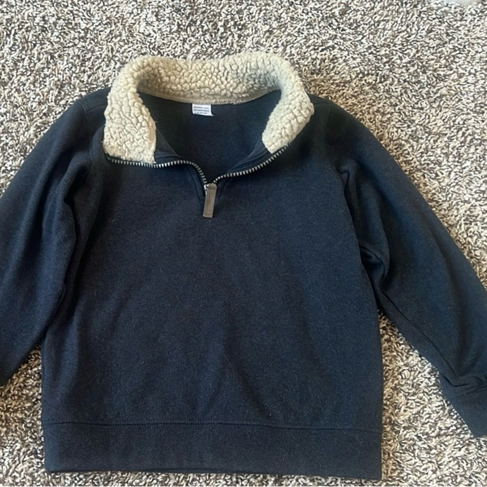 Boy's Dark Gray Quarter Zip Sherpa Collar Sweatshirt